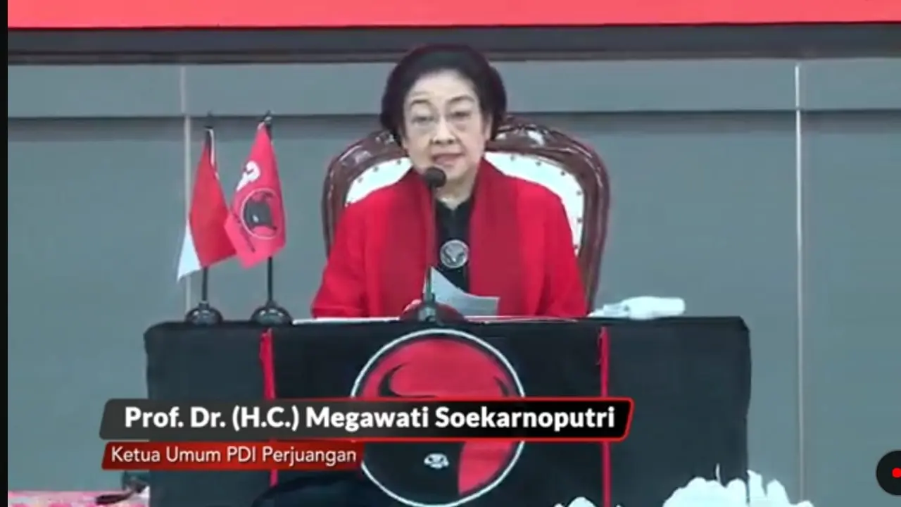 Megawati dalam pidato politik HUT ke-51 PDIP di Sekolah PDIP, Lenteng Agung, Jakarta