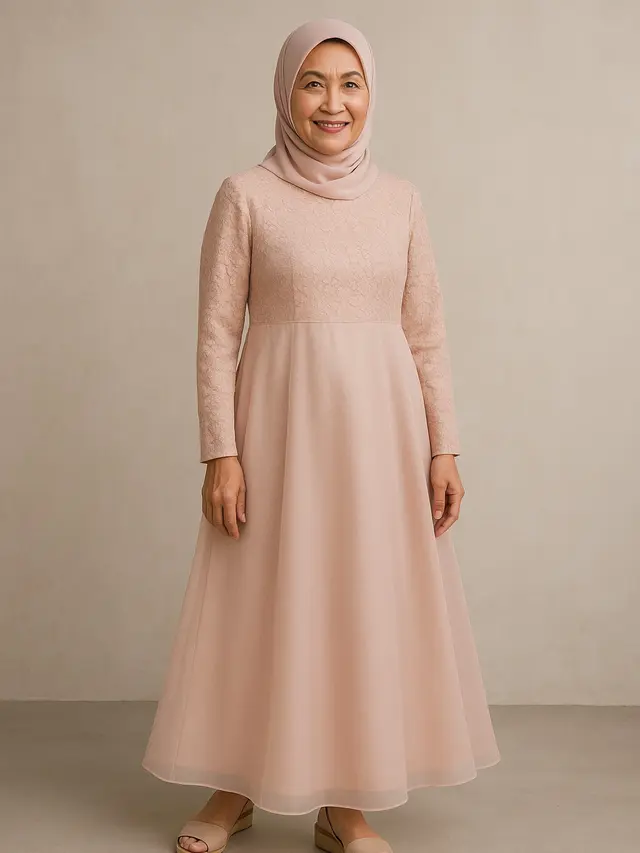 Model Gamis Brokat Warna Pastel yang Trendi di 2025/Ilustrasi gambar oleh AI