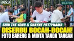 Momen hangat terjadi usai latihan Persija di Persija Training Ground, Depok, Rabu (15/10/2026) sore WIB. Sejumlah bocah antusias menyambut Shin Tae-yong dan Shayne Pattynama untuk meminta tanda tangan di jersey hingga berfoto bersama.