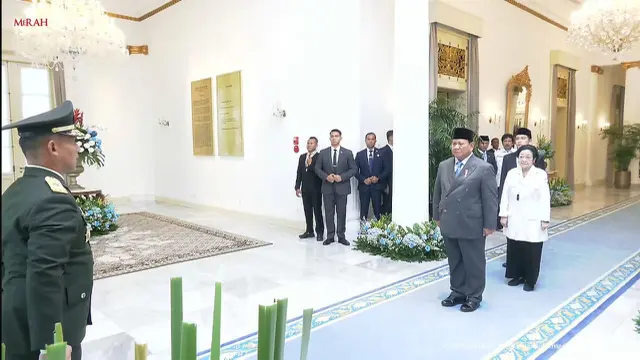 Presiden Prabowo Subianto mengikuti upacara peringatan hari lahir pancasila, di Gedung Pancasila, Kementerian Luar Negeri, Jakarta, Senin (2/6) pagi (Youtube Sekretariat Presiden)