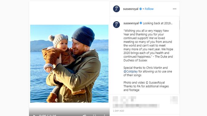 Archie dan Pangeran Harry (Screenshot Instagram @sussexroyal/https://www.instagram.com/p/B6v_KOtJinF/Putu Elmira)