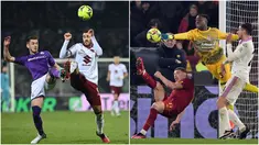 Foto kolase saat AS Roma melawan Cremonese (kiri) dan Fiorentina melawan Torino pada pertandingan sepak bola Coppa Italia. (Alfredo Falcone/LaPresse via AP - Massimo Paolone/LaPresse via AP)