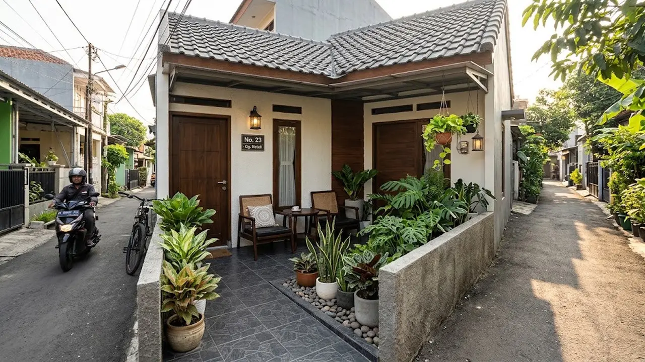 Desain Teras Minimalis Plus Taman Mini untuk Rumah Kecil