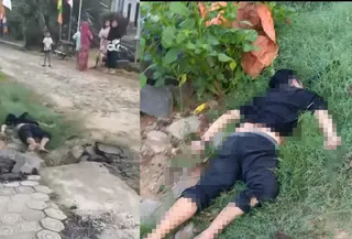 Warga Dusun Setia Batin, Desa Rajabasa Lama, Kecamatan Labuhan Ratu, Kabupaten Lampung Timur, digegerkan dengan penemuan jasad seorang pria yang tergeletak di tepi jalan. (Liputan6.com/Istimewa).