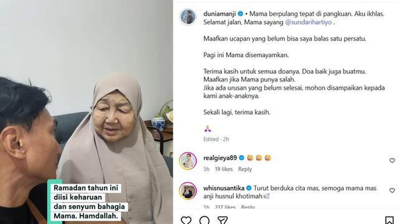 Ibunda Anji Meninggal Dunia, Sempat Tinggal Dekat dengan Sang Anak Jelang Berpulang