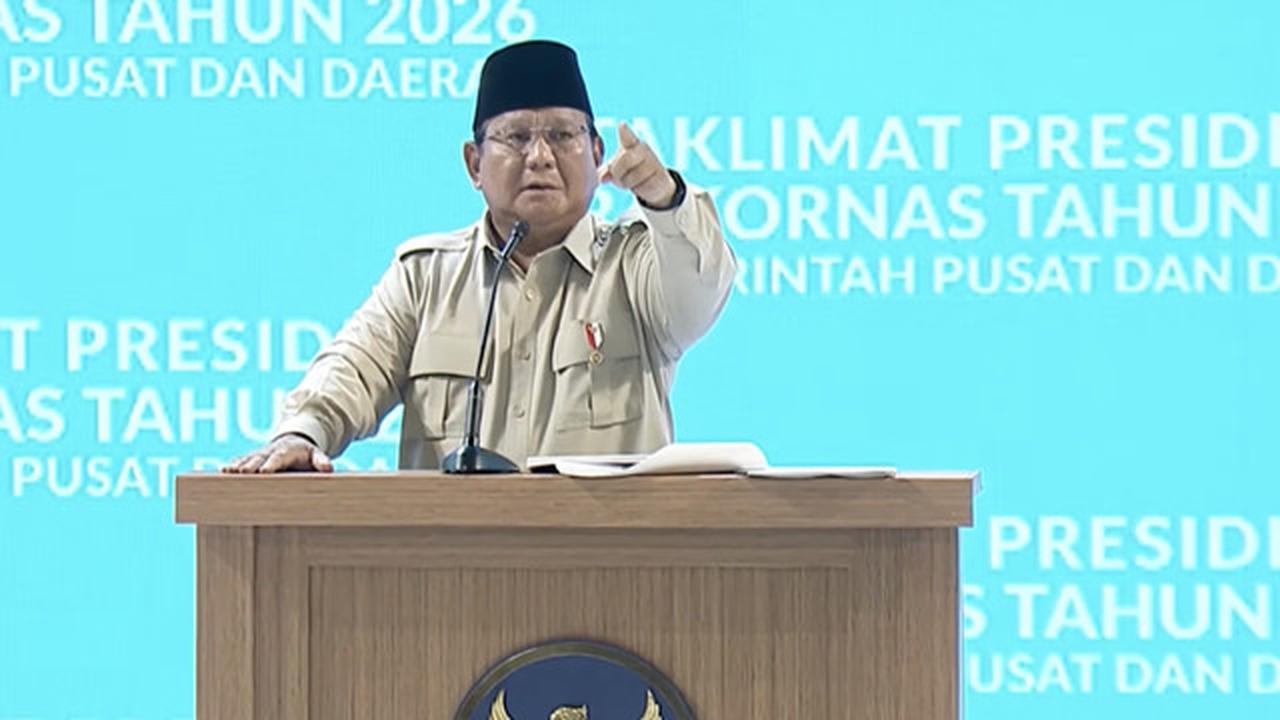 Presiden Prabowo beri taklimat Rakornas Pemerintah Pusat dan Daerah di Sentul. (istimewa)