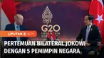 Presiden Joko Widodo menggelar lima pertemuan bilateral di sela-sela KTT G20 Bali, yaitu dengan Presiden Amerika Joe Biden, Presiden Komisi Eropa Ursula Gertrud Von Der Leyen, Perdana Menteri Jepang Fumio Kishida, Perdana Menteri Australia, dan Presi...