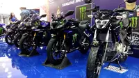Yamaha Indonesia meluncurkan lima model 'Monster Energy Yamaha MotoGP Edition’ di Jakarta Fair Kemayoran 2019. (Septian / Liputan6.com)