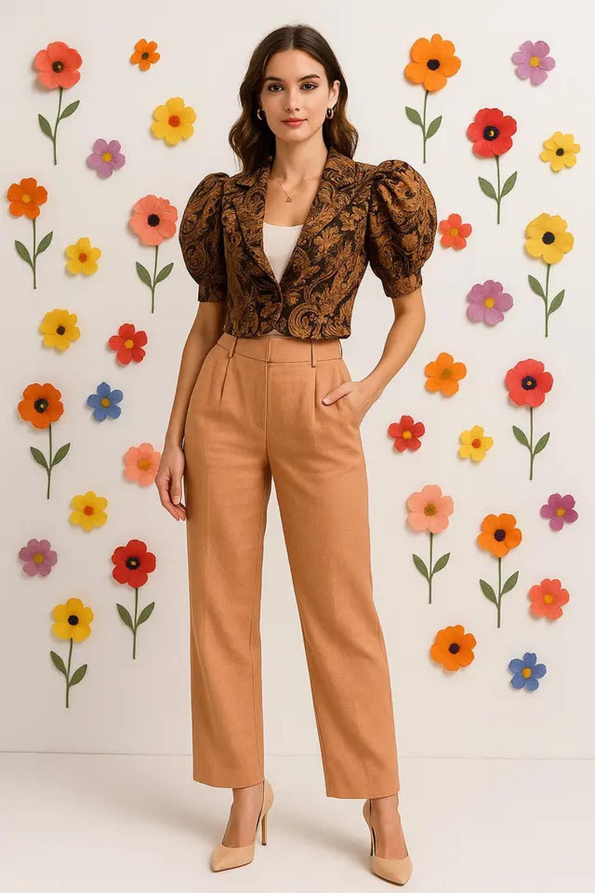 7 Model Blazer Batik Lengan Puff Crop, Feminin Tapi Tetap Edgy