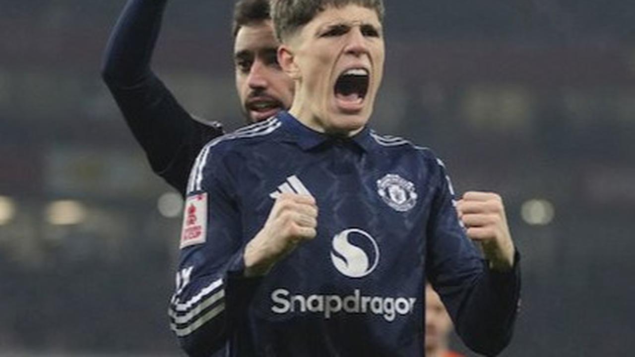 Ekspresi Alejandro Garnacho pada laga Arsenal vs Manchester United di Piala FA 2024/2025 (c) AP Photo/Kin Cheung