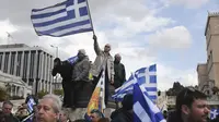 Demonstran mengepung ibu kota Yunani, Athena, dalam aksi protes menentang penggunaan nama Makedonia oleh negara tetangga (AP/Yorgos Karahalis)