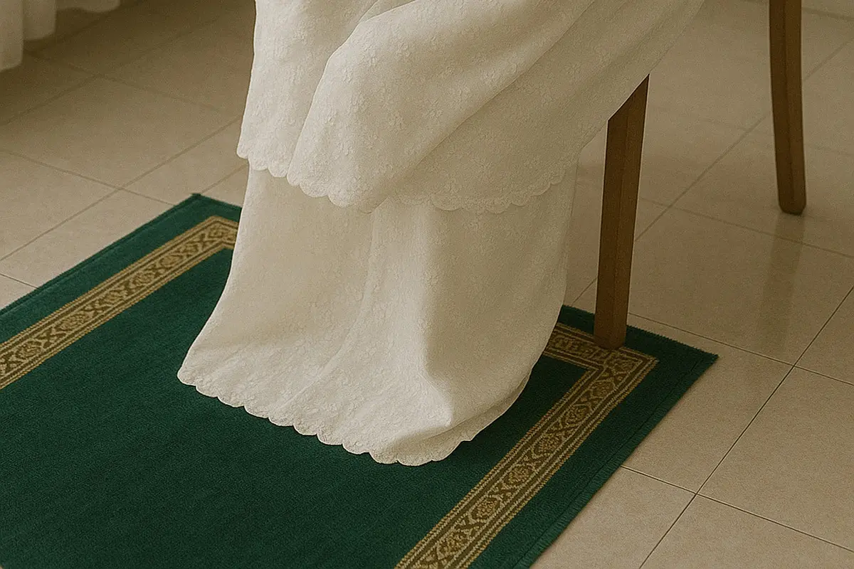 Ilustrasi lansia sholat duduk (Foto: ChatGPT)
