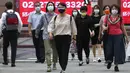 Sejumlah warga mengenakan masker untuk membantu melindungi diri dari penyebaran virus corona COVID-19 di Taipei, Taiwan, Senin (12/7/2021). Kasus COVID-19 di Taiwan naik ke level tiga. (AP Photo/Chiang Ying-ying)