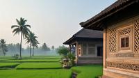 Ilustrasi Rumah Pinggir Sawah (Created by Meta AI)