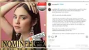 TC Candler memajang foto Syifa Hadju di laman media sosial resminya. Wajah close up kekasih Rizky Nazar ini terpampang jelas dengan balutan make up dan anting yang menjuntai panjang. (FOTO: instagram.com/tccandler)