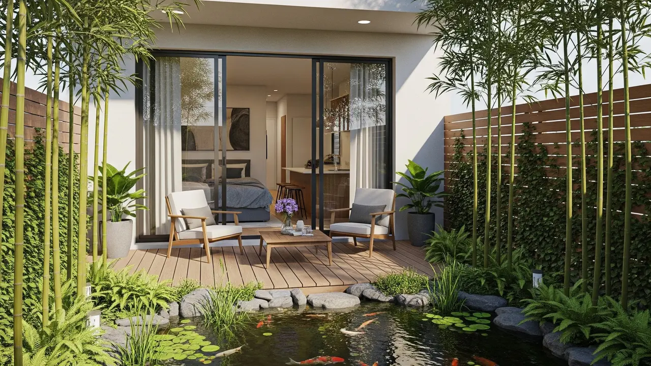 Model Rumah 6x9 dengan Teras Belakang Menghadap Kolam Ikan