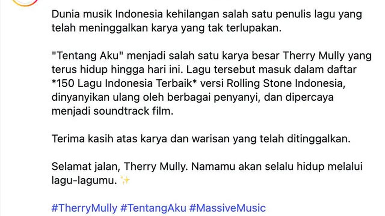 Musisi Therry Mully Meninggal Dunia, Dulu Personel Jingga dengan Lagu Hit Tentang Aku