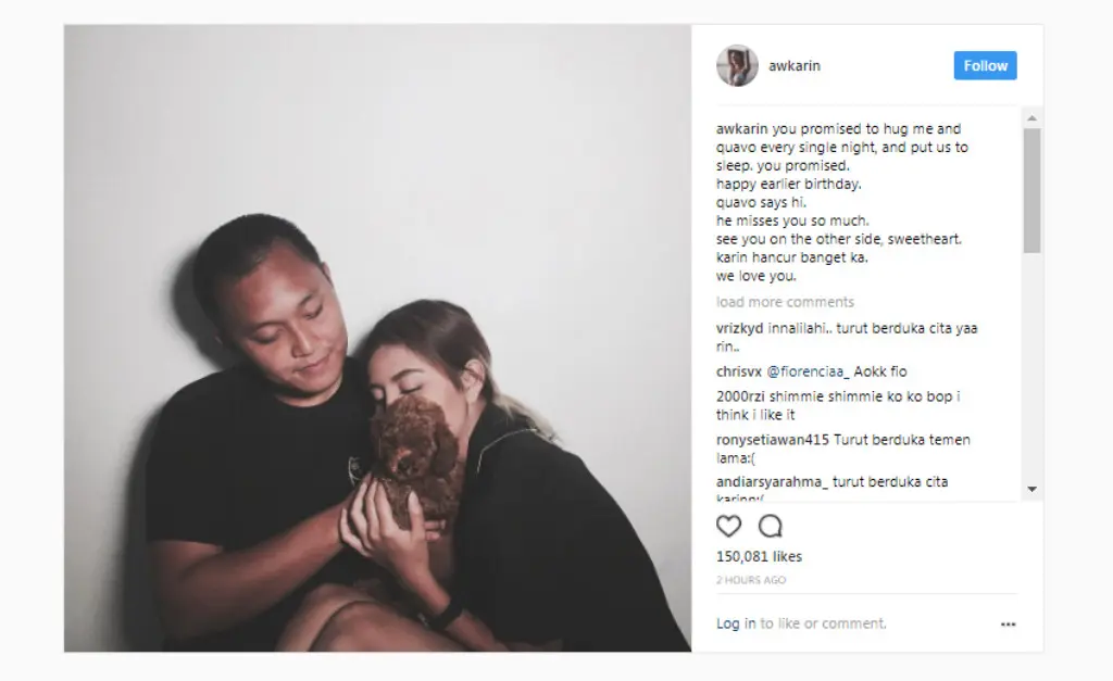 Jejak kemesraan hubungan Oka Mahendra putra dan Awkarin yang tertinggal di instagram. (Foto: instagram.com/awkarin)