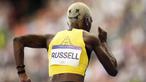 Pelari Jamaika, Janieve Russell berkompetisi dalam nomor lari gawang 400 meter Olimpiade Paris 2024 di Stade de France, Paris, Prancis, 6 Agustus 2024. (AP Photo/Petr David Josek)