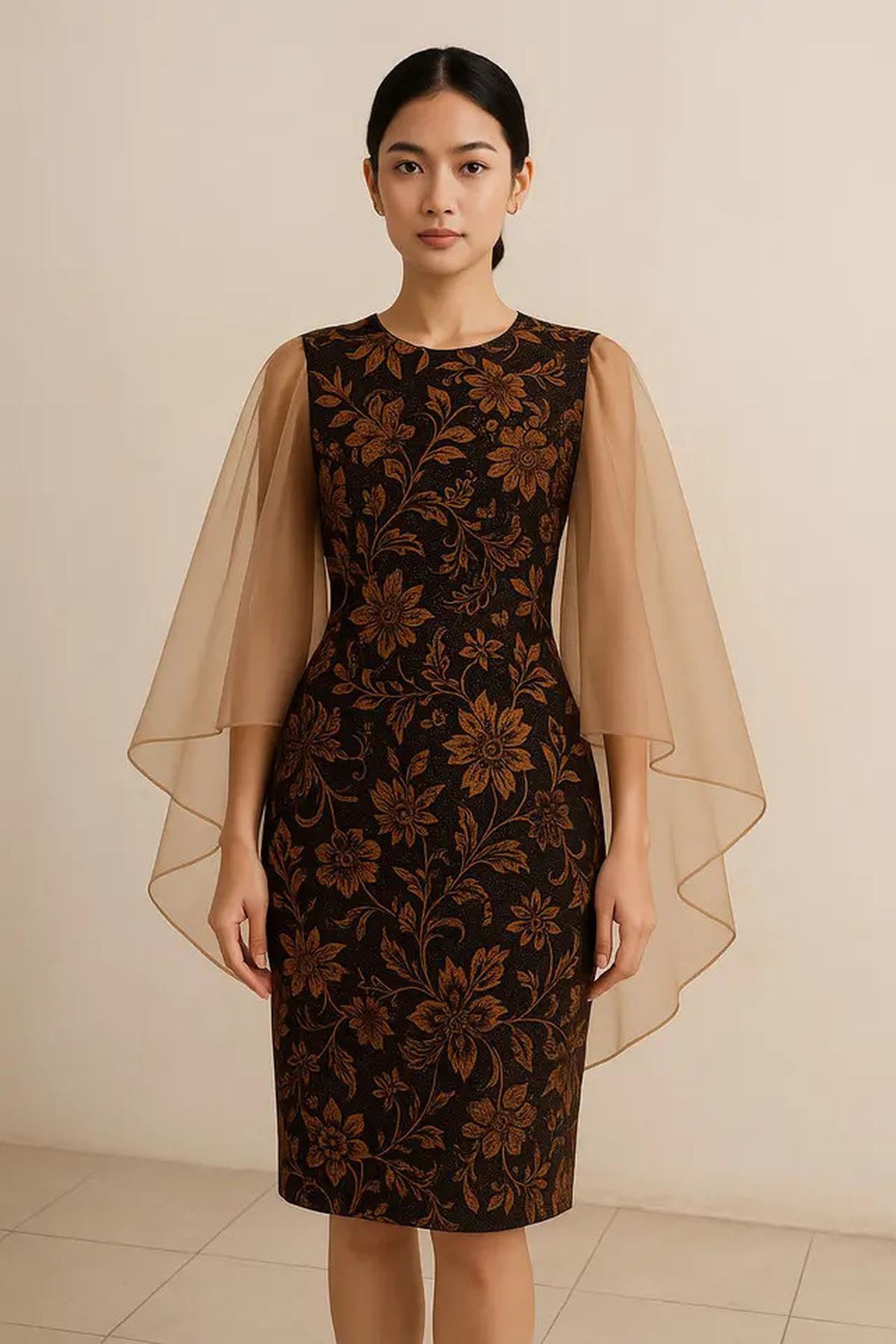 7 Model Dress Batik Kombinasi Lengan Organza, Klasik dengan Sentuhan Modern