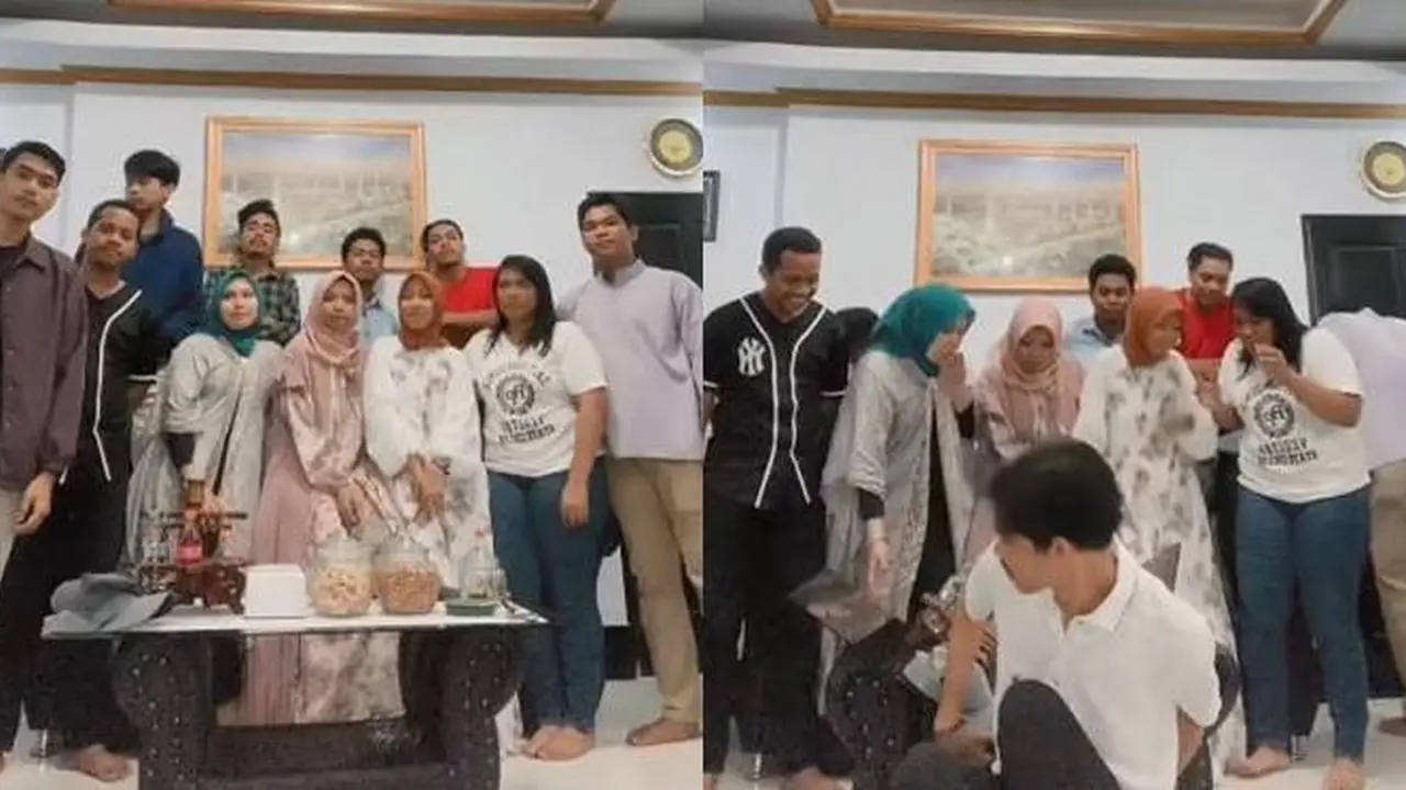 Detik-Detik Meja Kaca Pecah di Momen Foto Bareng Lebaran Ini Viral