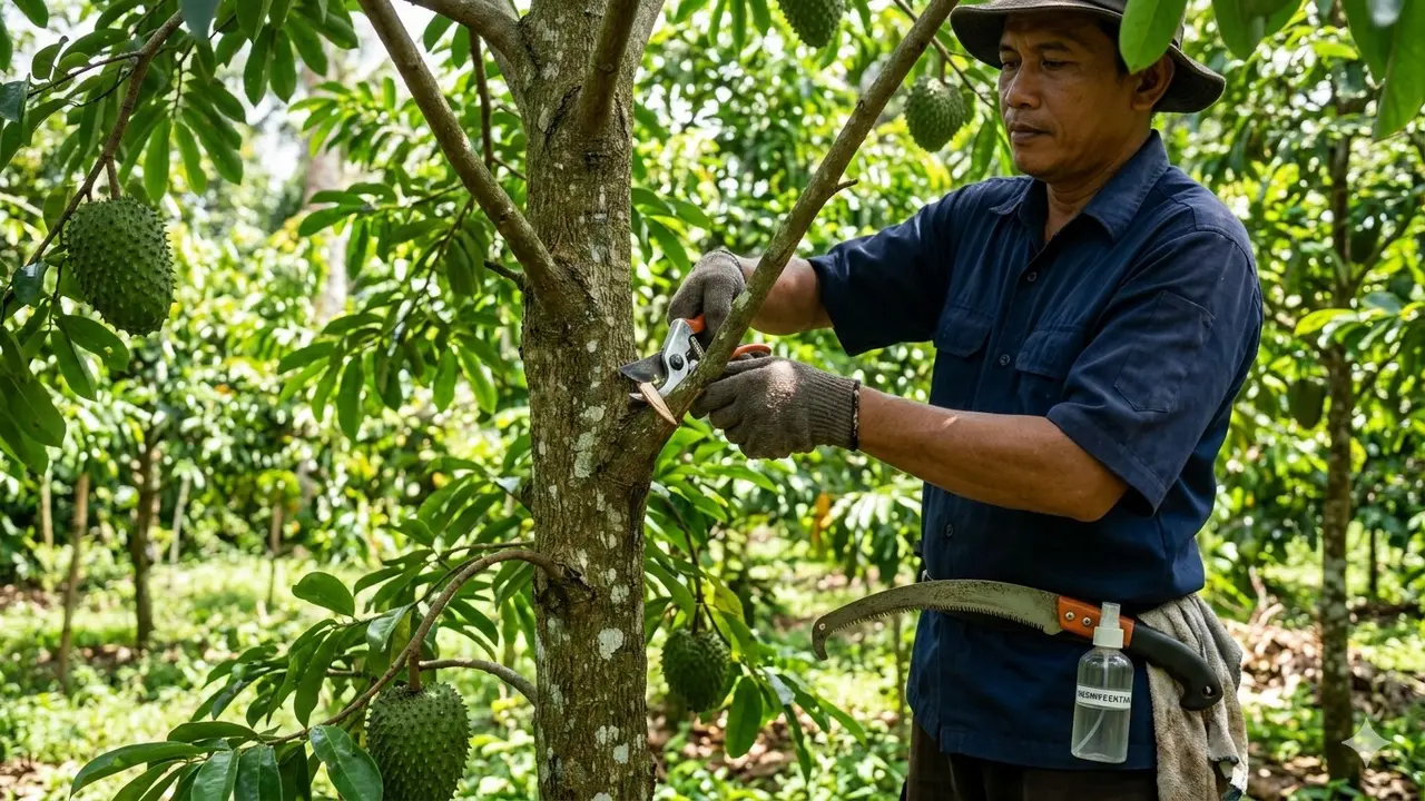 Cara Memangkas Pohon Buah Sirsak (Foto: Gemini AI)