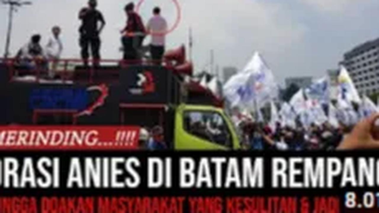 Thumbnail video memperlihatkan Bakal Calon Presiden (Bacapres) sekaligus mantan Gubernur Jakarta 2017-2022, Anies Baswedan berada di atas truk pendemo.<br>