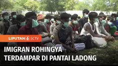 Puluhan imigran Rohingya terdampar di Pantai Ladong, Kecamatan Masjid Raya, Aceh Besar, Aceh, Minggu (25/12) pagi. Beberapa imigran kondisi fisiknya lemah sehingga harus mendapat pertolongan medis.