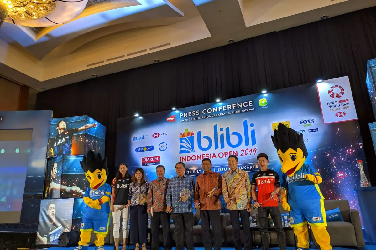 Jumpa pers Indonesia Open 2019 di Ritz Carlton Hotel, Pacific Place SCBD, Jakarta, Rabu (26/6/2019).