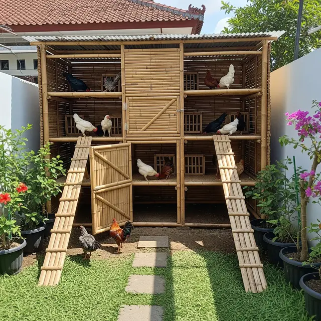 9 Model Kandang Ayam Bambu Tingkat, Efisiensi Maksimal Lahan Terbatas