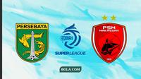Perang Antarlini Persebaya Vs PSM di BRI Super League. (Bola.com/Wiwig Prayugi)