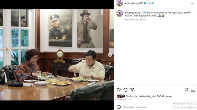 Susi Pudjiastuti - Prabowo Subianto (Foto: Instagram/@susipudjiastuti115)
