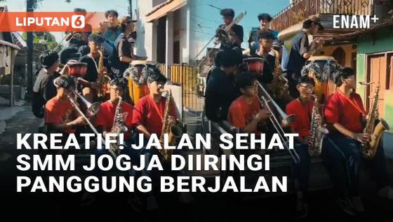 VIDEO: Kreatif! Jalan Sehat Sekolah di Jogja Diiringi Penampilan Musik di atas Pickup
