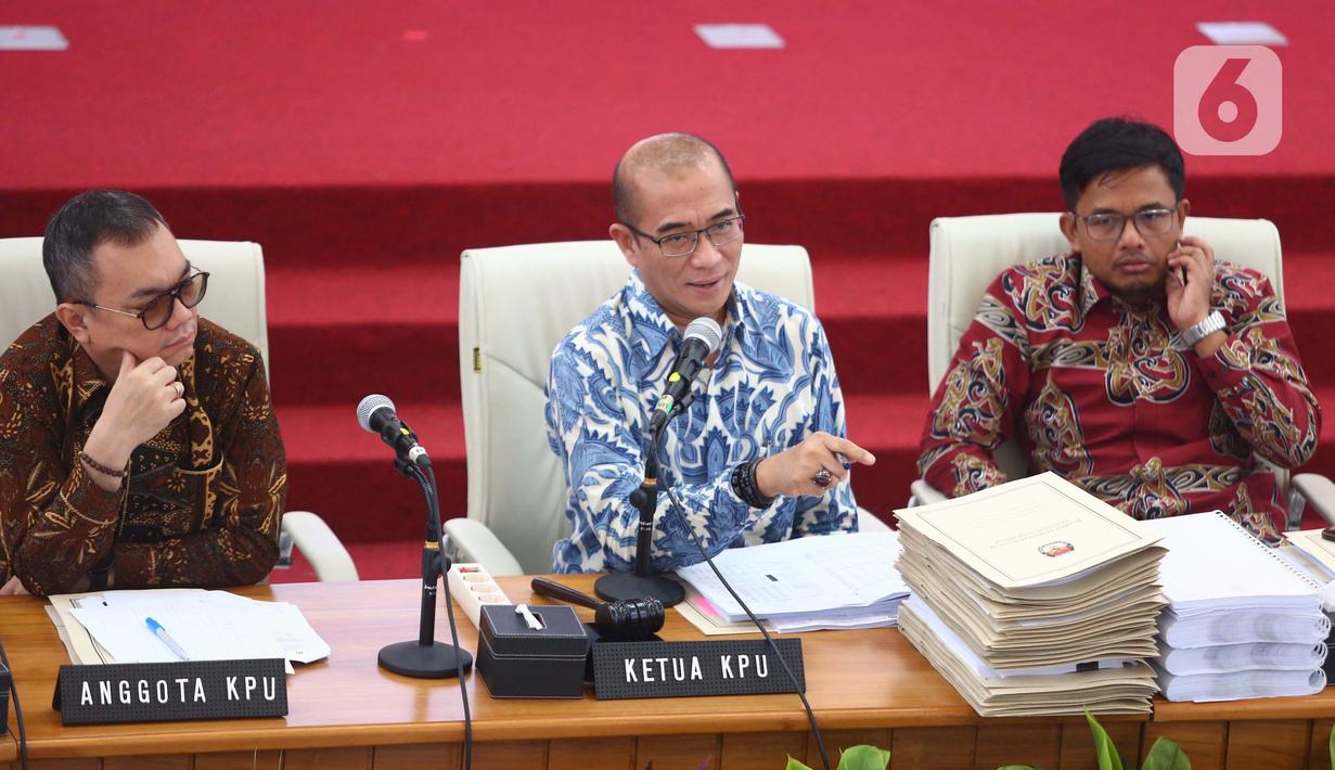 KPU baru akan membicarakan kapan penetapan hasil penghitungan suara pada Pemilu 2024 jika rekapitulasi telah selesai secara keseluruhan. (Liputan6.com/Angga Yuniar)