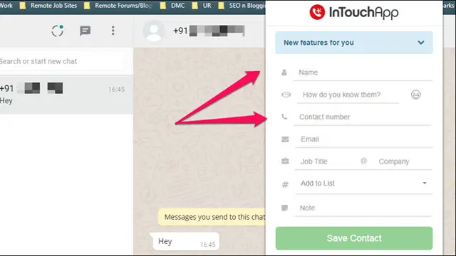 Memasukkan kontak baru dari WhatsApp Web