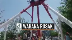 Wahana yang dinaiki oleh belasan pengunjung itu berputar 360 derajat. Namun tiba-tiba saja wahana tersebut patah di udara dan langsung terhempas ke tanah.