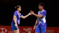 Praveen Jordan/Melati Daeva Oktavianti mengemas kemenangan pertama di laga penyisihan Grup B turnamen bulutangkis BWF World Tour Finals 2021 di Bali International Convention Centre & Westin Resort, Nusa Dua, Bali, Kamis (2/12/2021). (Humas PBSI)