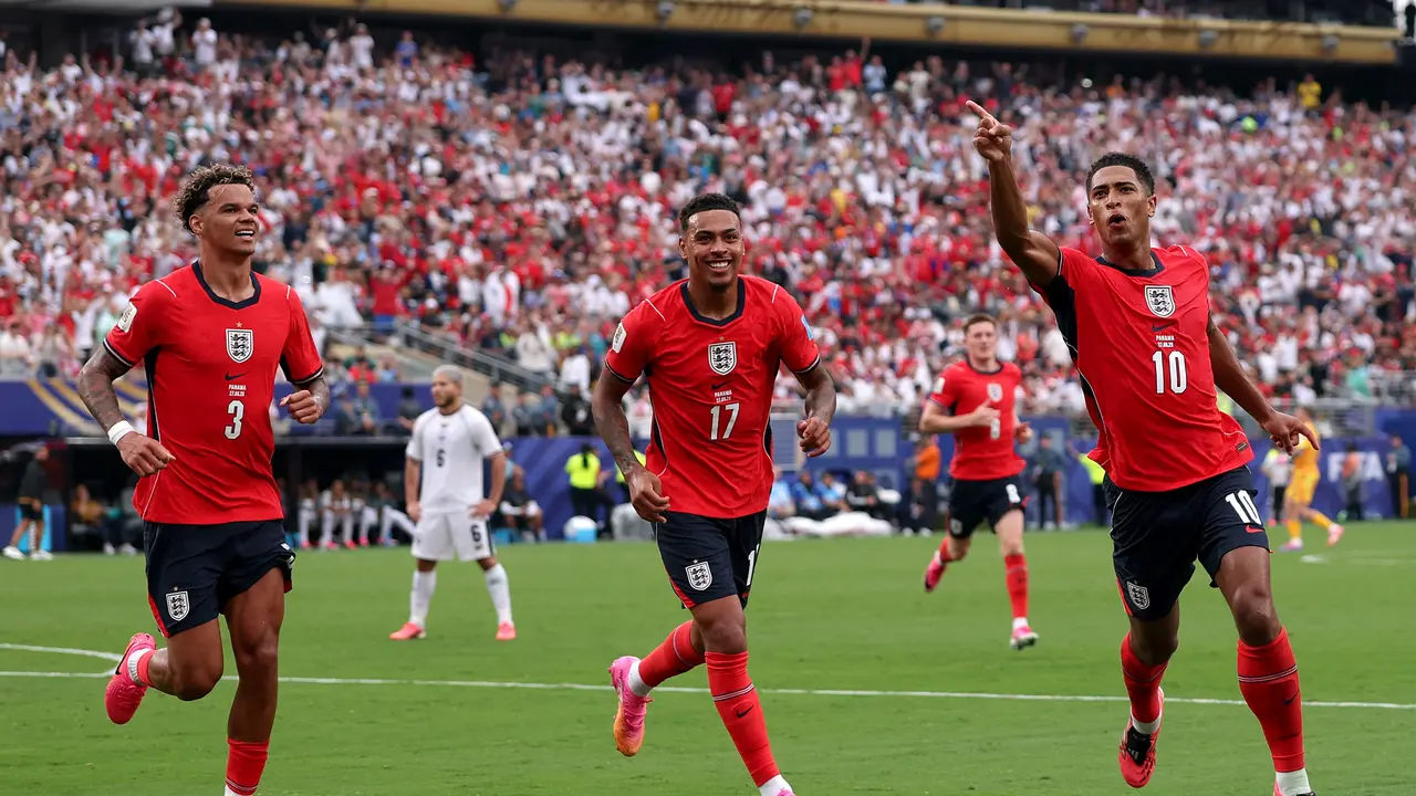Selebrasi Inggris ketika menghajar Panama di Piala Dunia 2026