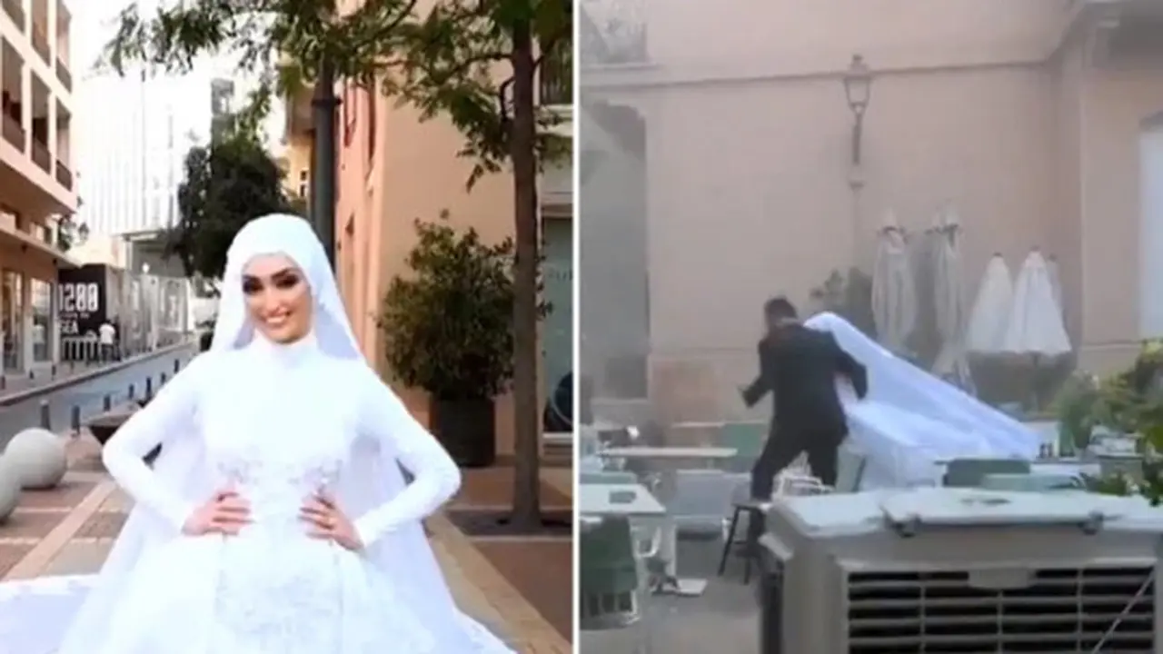Tertangkap Kamera, Ledakan Beirut Lebanon Kacaukan Pemotretan Prewedding Pengantin Ini