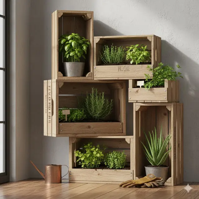 Rak Kotak Kayu (Crate Shelf) (Gemini AI)