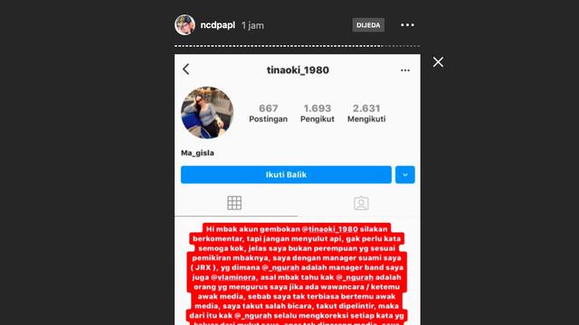 Nora Alexandra Tegur Akun Instagram yang Berkomentar Miring