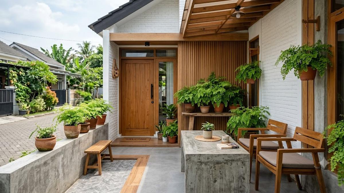 6 Teras Rumah dengan Suplir dan Meja Semen Cor, Ciptakan Sudut Santai Estetik