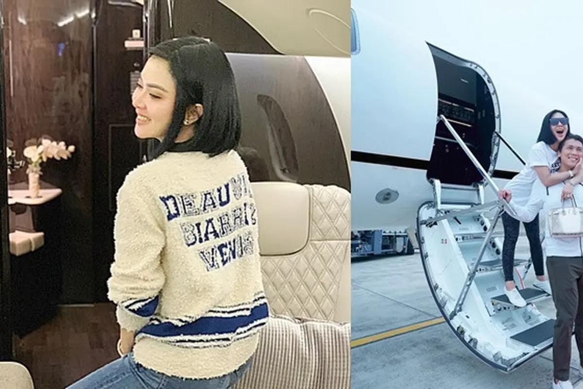 6 Gaya Syahrini Saat Naik Jet Pribadi, Tetap Cetar Memukau