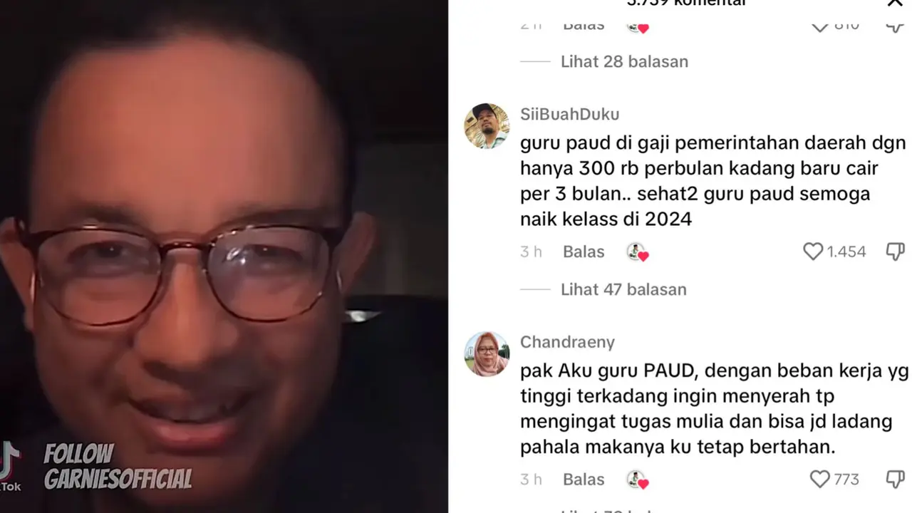 Anies Baswedan mencoba memotivasi seorang guru Paud yang kerap dipandang sebelah mata