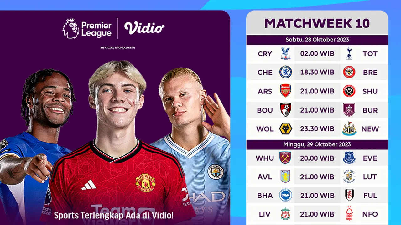 Jadwal dan Link Streaming Premier League Matchweek 10