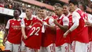 Arsenal berpesta saat menjamu Nottingham Forest di Emirates Stadium dalam laga pekan ke-14 Liga Inggris 2022/2023, Minggu (30/10/2022). (AP/David Cliff)