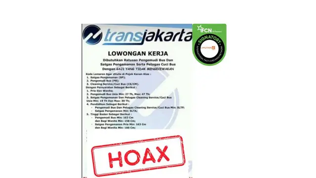 Cek Fakta lowongan Transjakarta