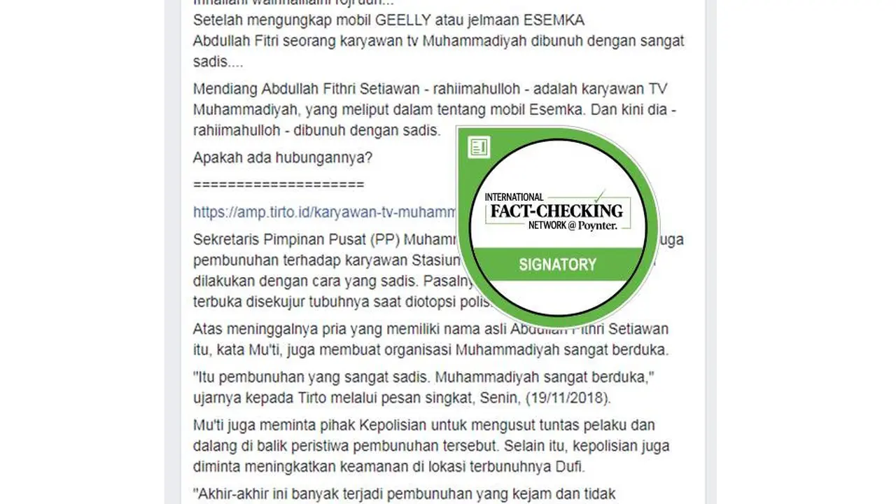 [Cek Fakta] Dufi yang Jasadnya Ditemukan dalam Drum Dibunuh Berkaitan dengan Mobil Esemka, Benarkah?