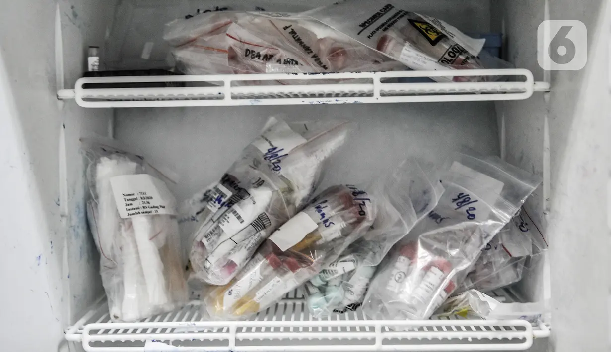 Sampel disimpan di lemari pendingin sebelum diuji di laboratorium pemeriksaan Covid-19 di Labkesda DKI Jakarta, Selasa (4/8/2020). Labkesda DKI yang berjejaring dengan 47 lab se-Jakarta dalam sehari tercatat mampu menguji hampir 10.000 spesimen Covid-19 dengan metode PCR. (merdeka.com/Iqbal Nugroho)