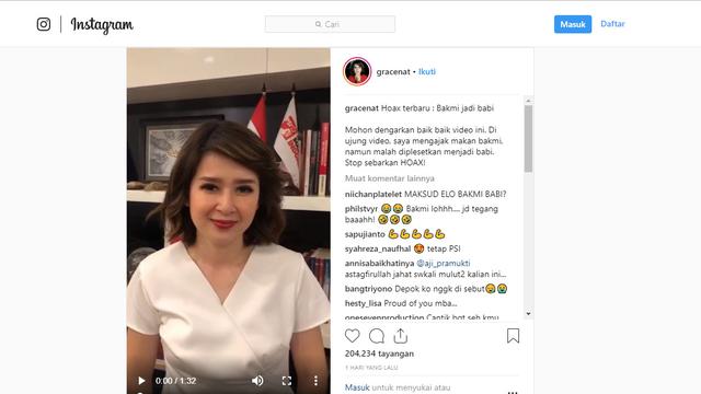 Cek Fakta - Bantahan Grace Natalie